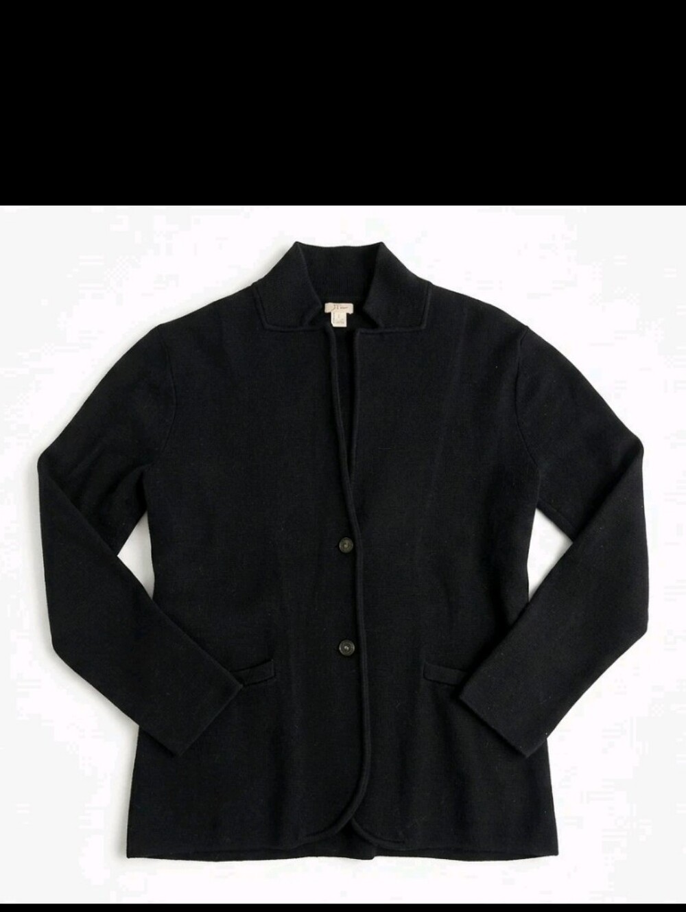 J.Crew Sweater Blazer Women M Black Knit Cotton Cardigan Jacket 2 Button G9309